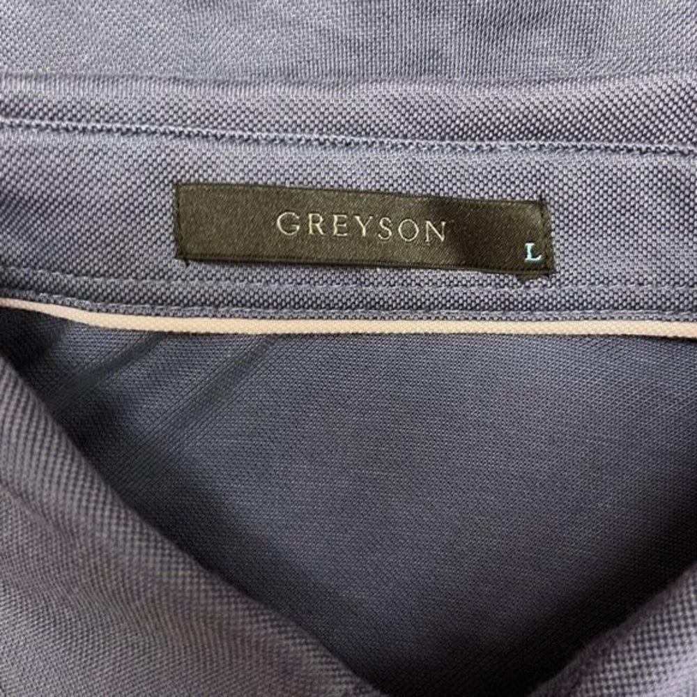 Greyson Mens Golf Polo Shirt Mark Messier Foundation Slate Blue Stretch Sz L euc - Picture 3 of 8